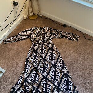 Black/White/Gold Long Sleeve Dress
